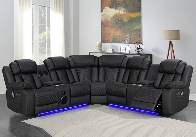 Sectional Recliner Sofa with Bluetooth speakers and Massage and Heating