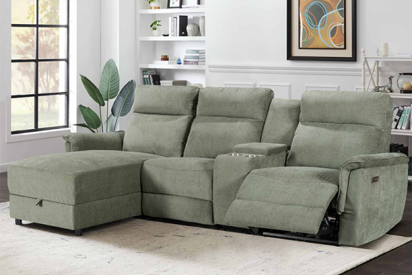Electric Modular Recliner Sofa with Chaise Lounge and Storage