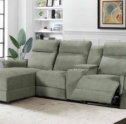 Electric Modular Recliner Sofa with Chaise Lounge and Storage