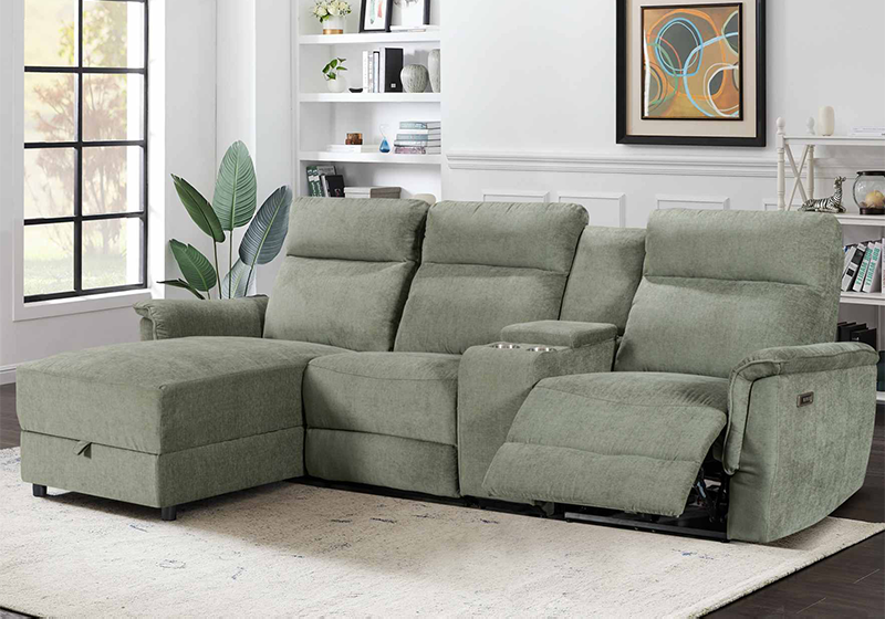 Electric Modular Recliner Sofa with Chaise Lounge and Storage