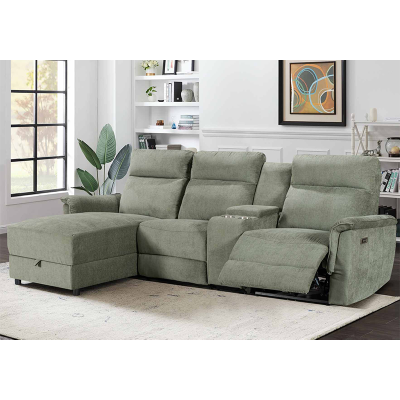 Electric Modular Recliner Sofa with Chaise Lounge and Storage