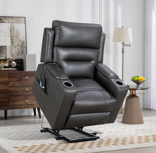 Electric lift chair with 8-point massage function and storage armrests