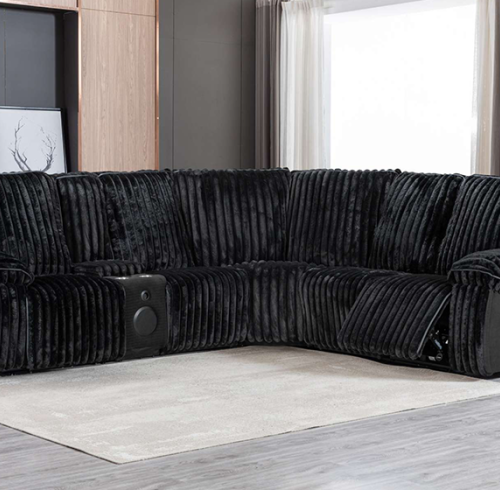 Plush Sectional Recliner Sofa with Bluetooth Speaker