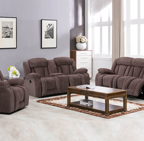 Sectional Recliner Sofa Set with Bluetooth and Cupholders for Living Room