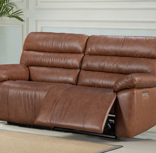 Electric Genuine Leather 2-Seater Sofa with USB and Type-C charging ports.