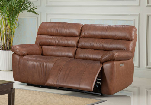 Electric Genuine Leather 2-Seater Sofa with USB and Type-C Charging Ports