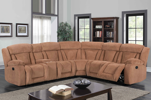 Manual Sectional Recliner Sofa Set with Cup holders for Living Room