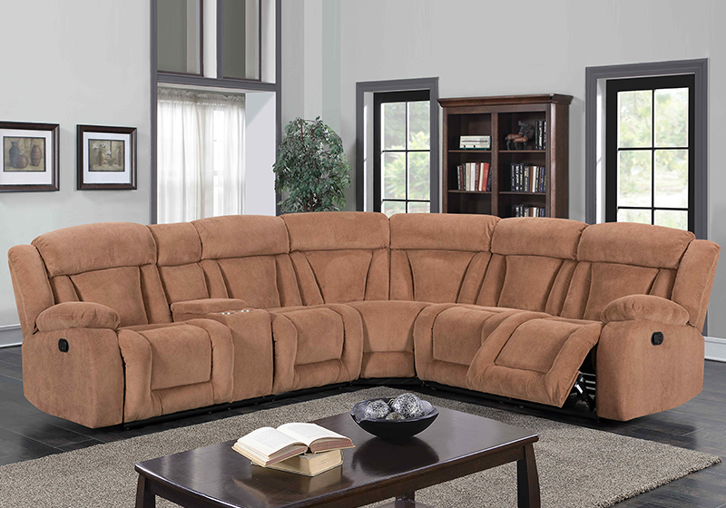 Manual Sectional Recliner Sofa Set with Cup holders for Living Room