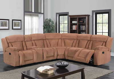 Manual Sectional Recliner Sofa Set with Cup holders for Living Room