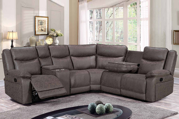 Manual Recliner Sectional Sofa with Wireless charging and Missage and Heating