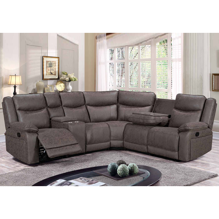 Manual Recliner Sectional Sofa with Wireless charging and Missage and Heating