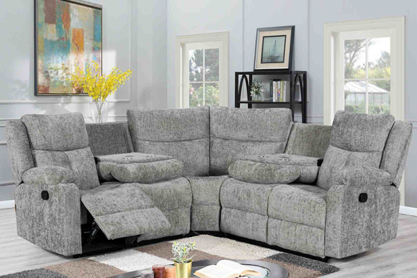 Sectional Recliner Sofa with Wireless Charging for Living Room