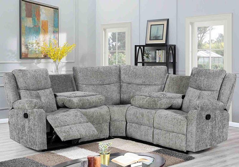 Sectional Recliner Sofa with Wireless Charging for Living Room