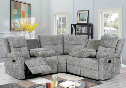 Sectional Recliner Sofa with Wireless Charging for Living Room