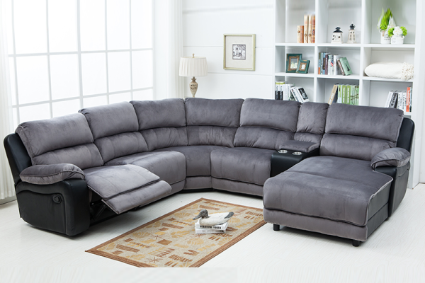 Manual Sectional Recliner Sofa Set with Cup holders Chaise for Living Room