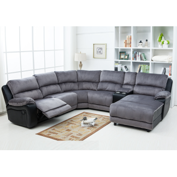 Manual Sectional Recliner Sofa Set with Cup holders Chaise for Living Room