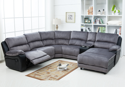 Manual Sectional Recliner Sofa Set with Cup holders Chaise for Living Room