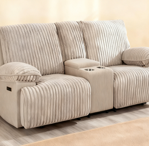 Two Seater Recliner Sofa With Storage and Cup Holder For Small Living Room