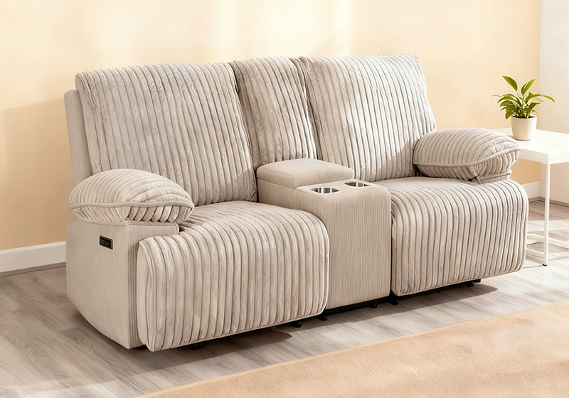 Two Seater Recliner Sofa With Storage and Cup Holder For Small Living Room
