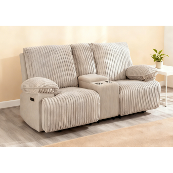 Two Seater Recliner Sofa With Storage and Cup Holder For Small Living Room