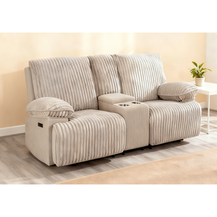 Two Seater Recliner Sofa With Storage and Cup Holder For Small Living Room