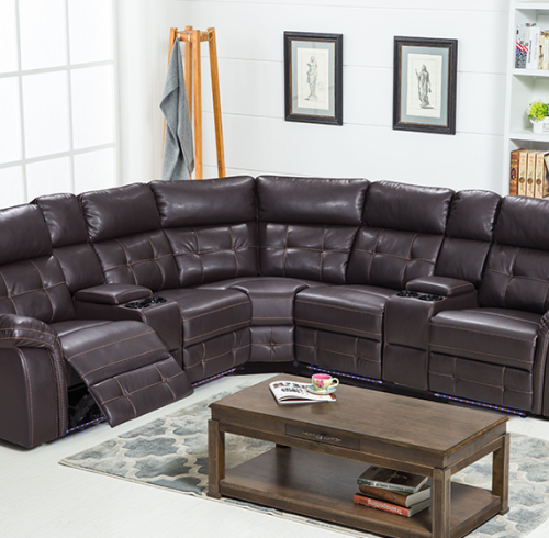 Comfortable Recliner Sofa Set With Cupholder System and LED Light for Living Room Furniture