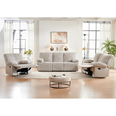 Crodury Fabric Recliner Set 3+2+1 with Built-In Bluetooth & Ambient Lighting