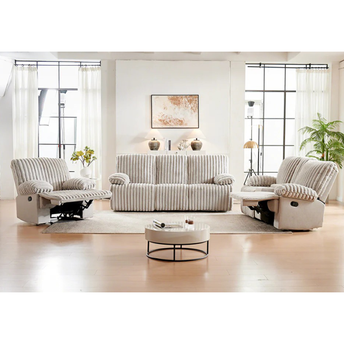 Crodury Fabric Recliner Set 3+2+1 with Built-In Bluetooth & Ambient Lighting