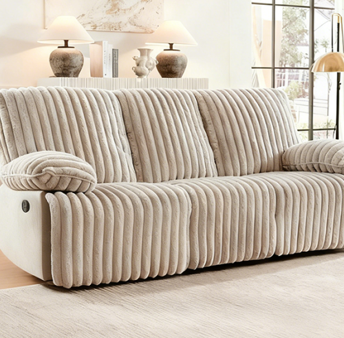 Three Seater Recliner Sofa Set,Crodury Fabric Recliner with Bluetooth Audio & USB Port