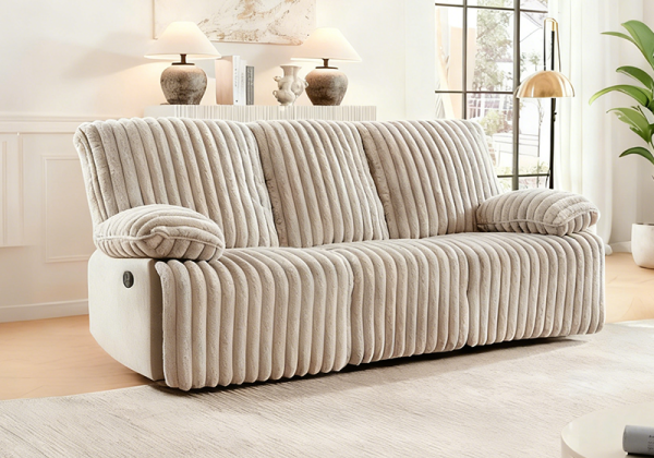 Three Seater Recliner Sofa Set,Crodury Fabric Recliner with Bluetooth Audio & USB Port