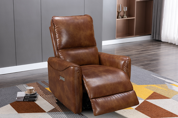 Glider Swivel Recliner With USB Port Breathable PU Leather