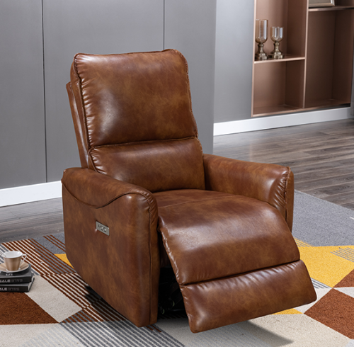 Glider Swivel Recliner With USB Port Breathable PU Leather