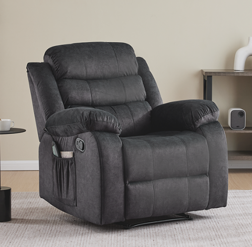Swivel Rocker Recliner Chair - Compact Fabric 360° Glider for Small Spaces