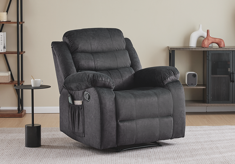 Swivel Rocker Recliner Chair - Compact Fabric 360° Glider for Small Spaces