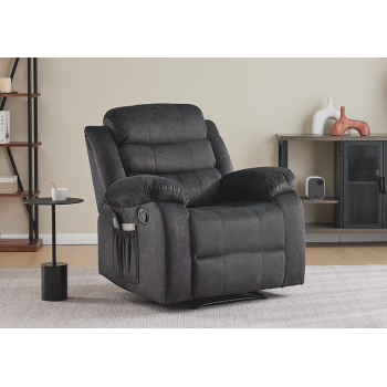 Swivel Rocker Recliner Chair - Compact Fabric 360° Glider for Small Spaces