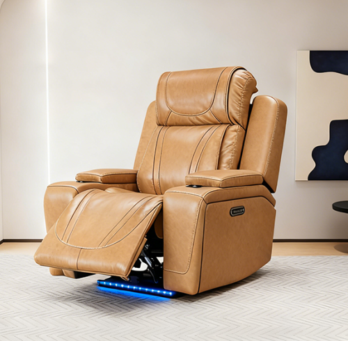 Genuine Leather Nursery Recliner Chair Electric Headrest for Bedroom