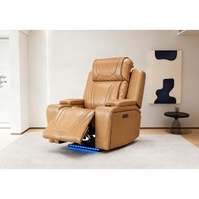 Genuine Leather Nursery Recliner Chair with Electric Headrest for Bedroom