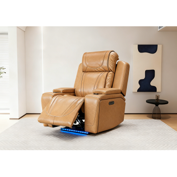 Genuine Leather Nursery Recliner Chair with Electric Headrest for Bedroom