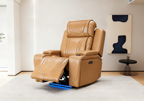 Genuine Leather Nursery Recliner Chair with Electric Headrest for Bedroom