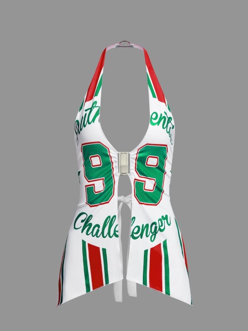 Custom American Sexy Spaghetti Strappy Print Football Jersey T Shirts Personalized Sublimated Club Maillot De Football for Summer