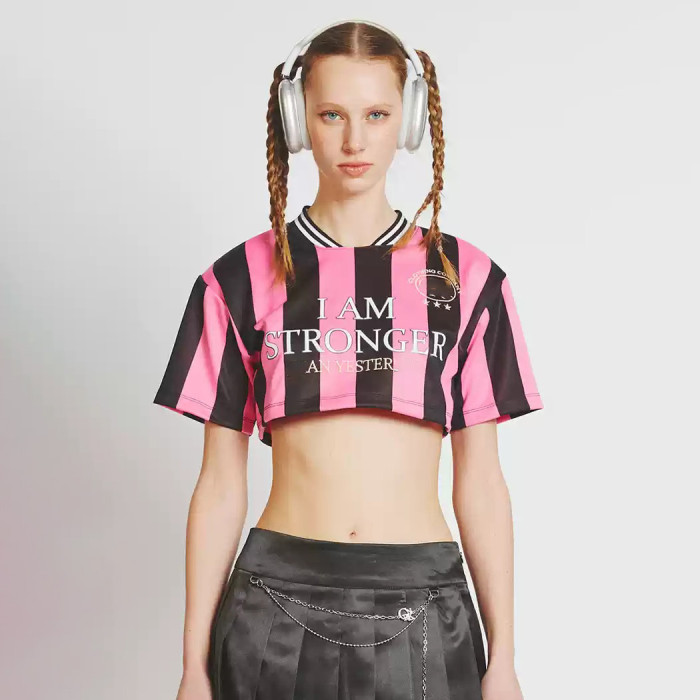 Custom Crop Soccer Y2K Sport American Letter Graphics Number Print Soccer Tee Crop Football T Shirts Jersey Wholesale