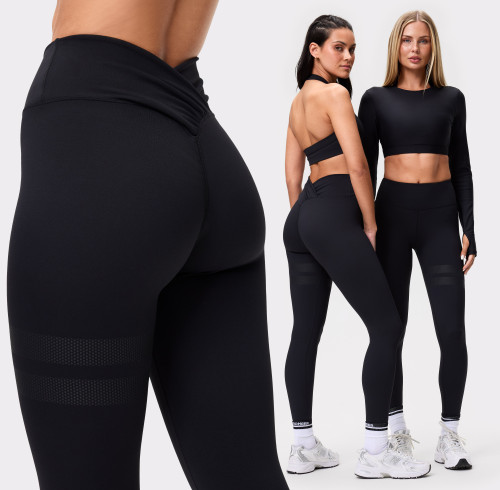 Custom High Elastic Breathable Yoga Leggings V-shaped Back Waistline Functional Fabric Sweat-wicking Quick-drying Elastic Waist