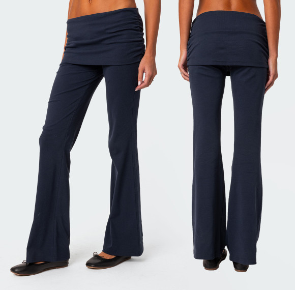 Custom High Elastic Breathable Mini Skirt Flared Pants Waistline Functional Fabric Sweat-wicking Quick-drying Elastic Waist Yoga Pants