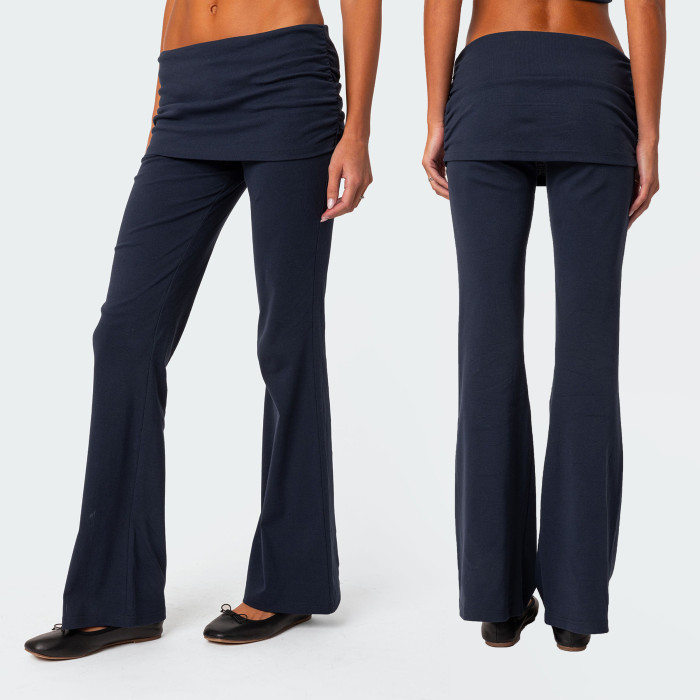 Custom High Elastic Breathable Mini Skirt Flared Pants Waistline Functional Fabric Sweat-wicking Quick-drying Elastic Waist Yoga Pants