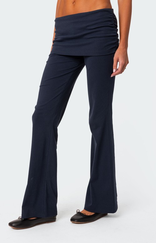 Custom High Elastic Breathable Mini Skirt Flared Pants Waistline Functional Fabric Sweat-wicking Quick-drying Elastic Waist Yoga Pants