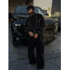 Custom Nylon Reflective Lightweight Highlighted Line Streetwear Track Suit 2 Piece Jacket and Pant Crinkle Nylon Windbreaker Tracksuit