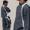 Customizable Nylon Lightweight Highlighted Line Streetwear Track Suit 2 Piece Jacket and Pant Crinkle Nylon  Windbreaker Tracksuit