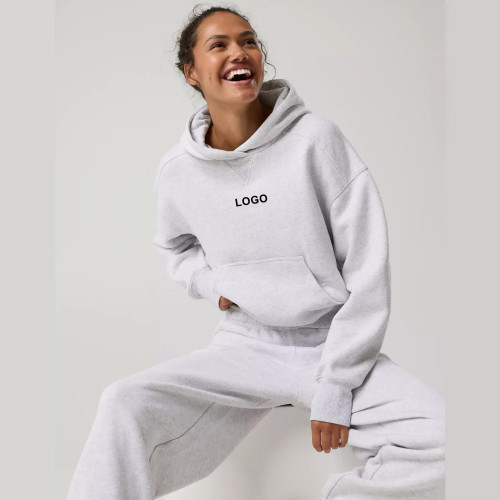 Custom Applique Patch Logo 3D Embroidery Winter Breathable Workout Pullover Sweatshirts Cotton Heavyweight Oversized Fleece