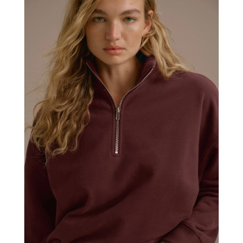 Custom Woven Applique Patch Front Breathable Winter Workout Half Zip Funnel Neck Sweatshirts Cotton  Oversized Fleece Sports