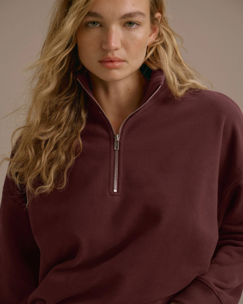 Custom Woven Applique Patch Front Breathable Winter Workout Half Zip Funnel Neck Sweatshirts Cotton  Oversized Fleece Sports